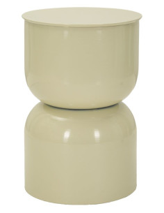 Table d'appoint design Ronde 31 cm Métal Blanc crème Oyi 