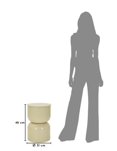 Table d'appoint design Ronde 31 cm Métal Blanc crème Oyi 