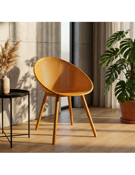 Lot de 2 Chaises design Plastique Jaune moutarde Ibiza 