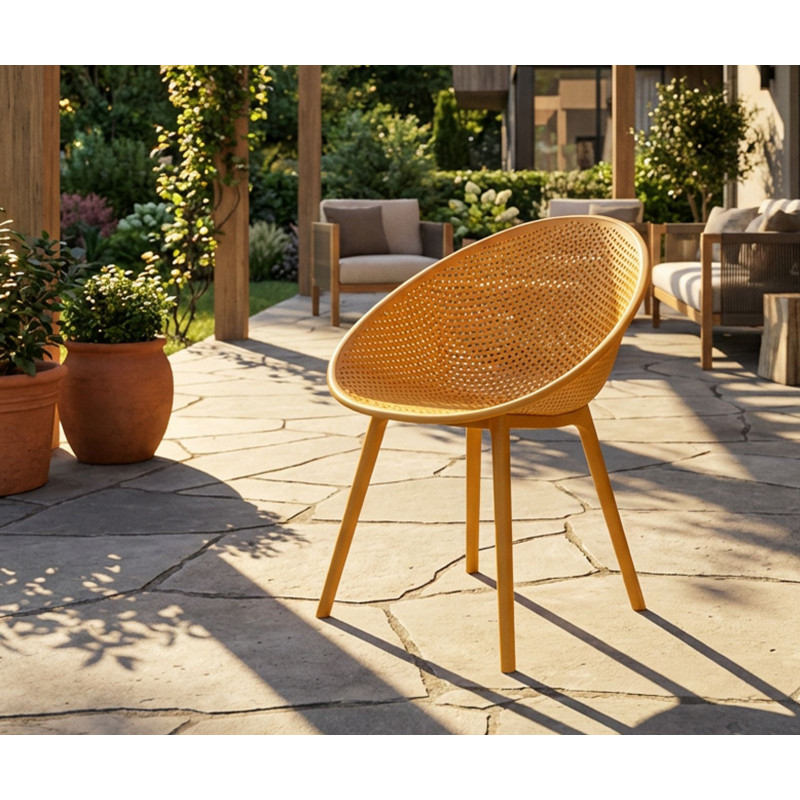 Lot de 2 Chaises design Plastique Jaune moutarde Ibiza 