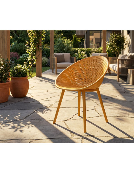 Lot de 2 Chaises design Plastique Jaune moutarde Ibiza 