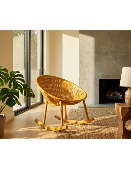 Lot de 2 Fauteuils à bascule design Plastique Jaune moutarde Ibiza 