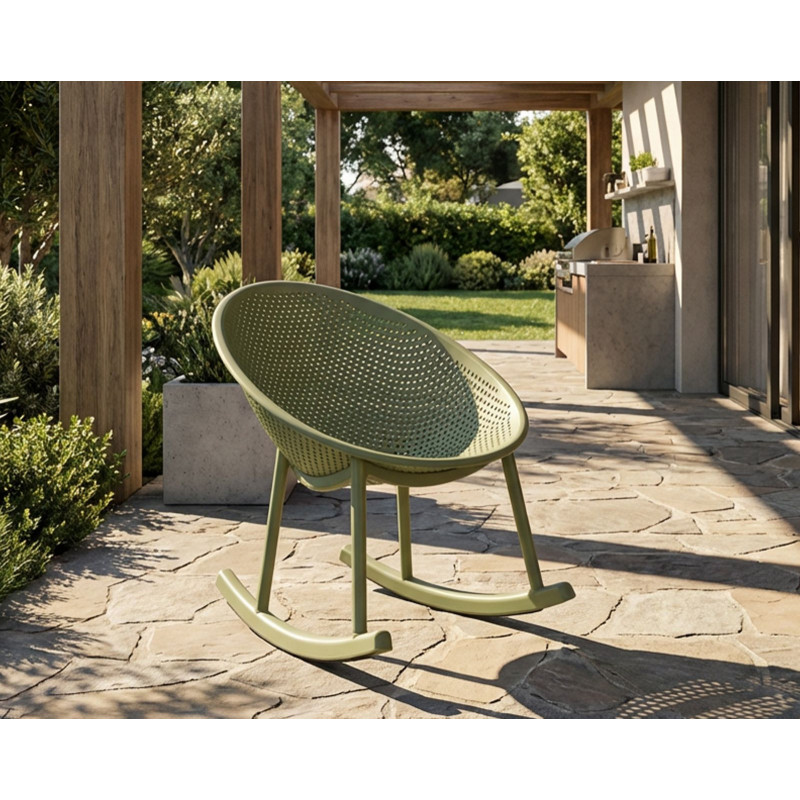 Lot de 2 Fauteuils à bascule design Plastique Vert Ibiza 