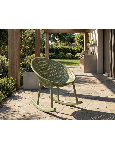 Lot de 2 Fauteuils à bascule design Plastique Vert Ibiza 