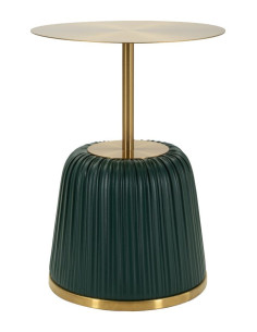 Table d'appoint design chic Ronde 40 cm Métal Doré Polyuréthane Vert Egle 