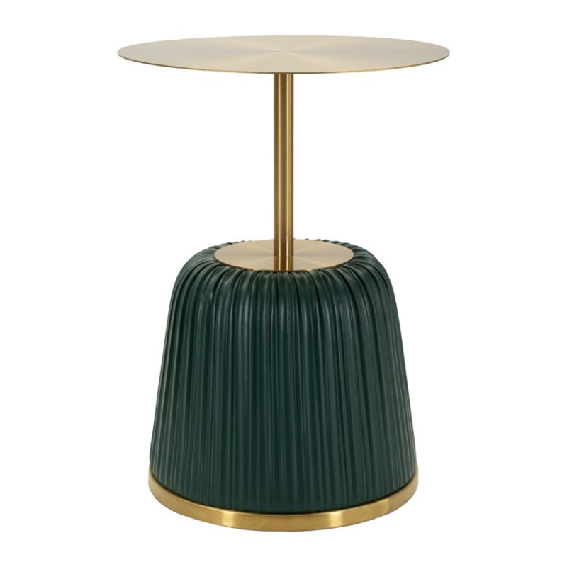 Table d'appoint design chic Ronde 40 cm Métal Doré Polyuréthane Vert Egle 