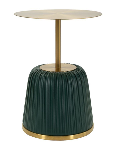 Table d'appoint design chic Ronde 40 cm Métal Doré Polyuréthane Vert Egle 
