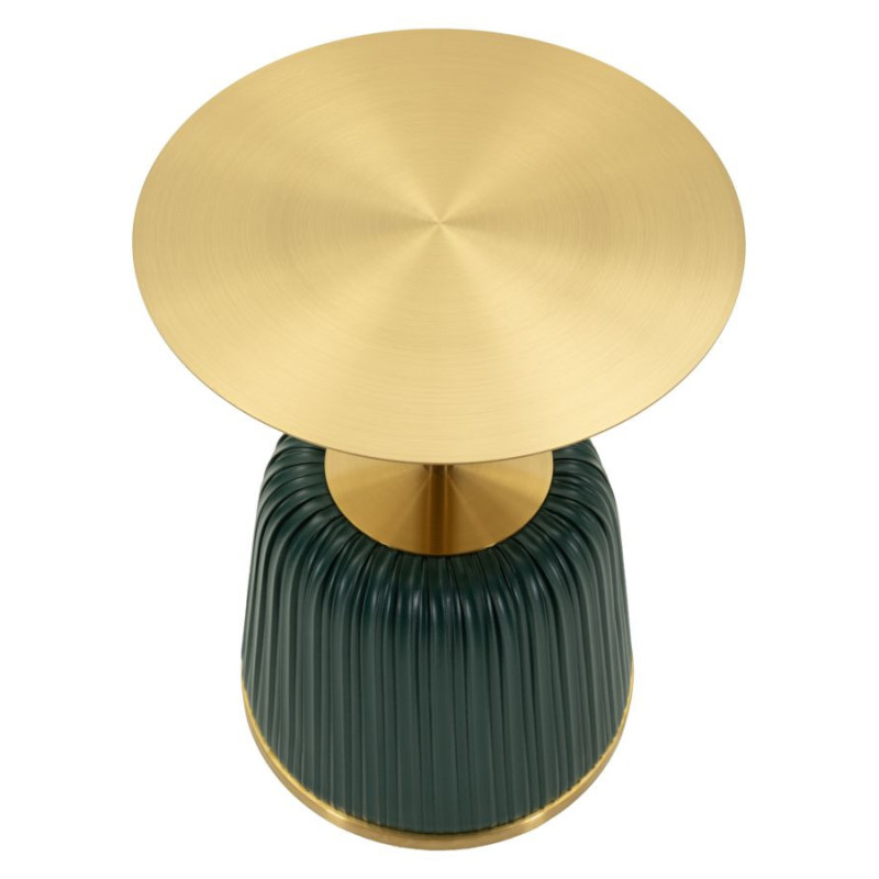 Table d'appoint design chic Ronde 40 cm Métal Doré Polyuréthane Vert Egle 