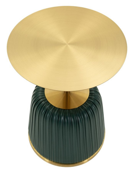 Table d'appoint design chic Ronde 40 cm Métal Doré Polyuréthane Vert Egle 
