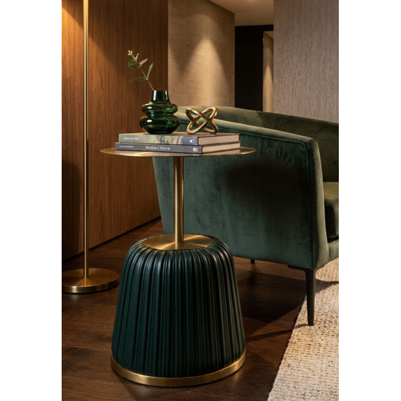 Table d'appoint design chic Ronde 40 cm Métal Doré Polyuréthane Vert Egle 
