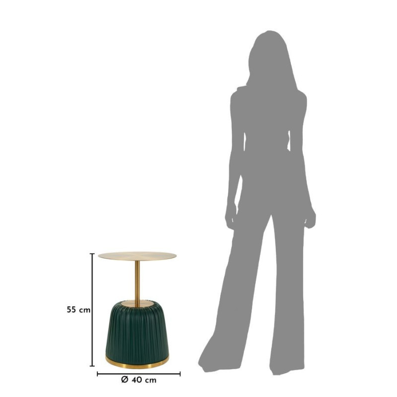 Table d'appoint design chic Ronde 40 cm Métal Doré Polyuréthane Vert Egle 