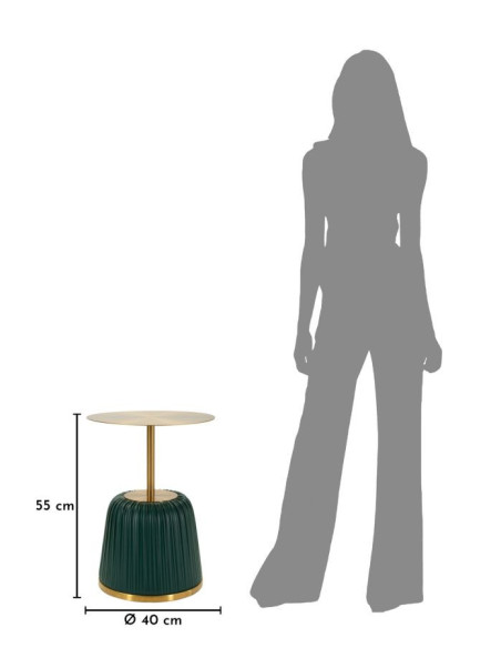 Table d'appoint design chic Ronde 40 cm Métal Doré Polyuréthane Vert Egle 