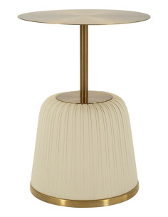 Table d'appoint design chic Ronde 40 cm Métal Doré Polyuréthane Blanc Egle 