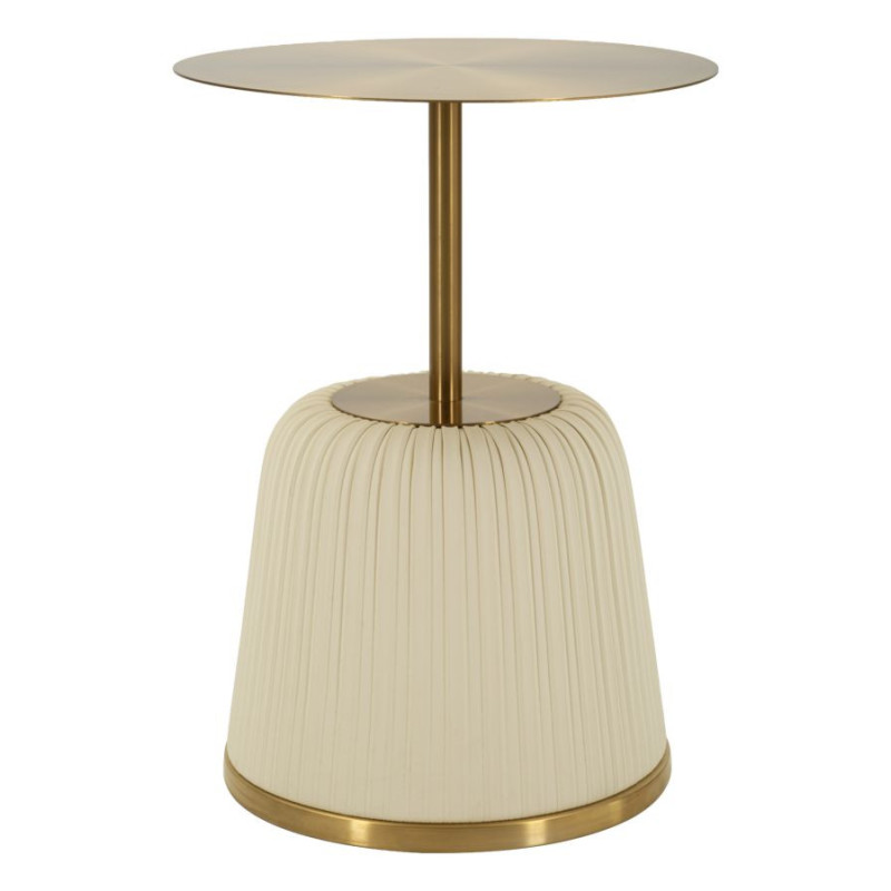 Table d'appoint design chic Ronde 40 cm Métal Doré Polyuréthane Blanc Egle 