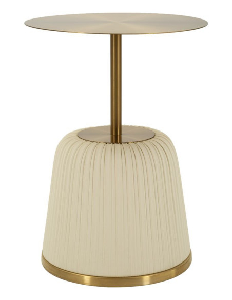 Table d'appoint design chic Ronde 40 cm Métal Doré Polyuréthane Blanc Egle 