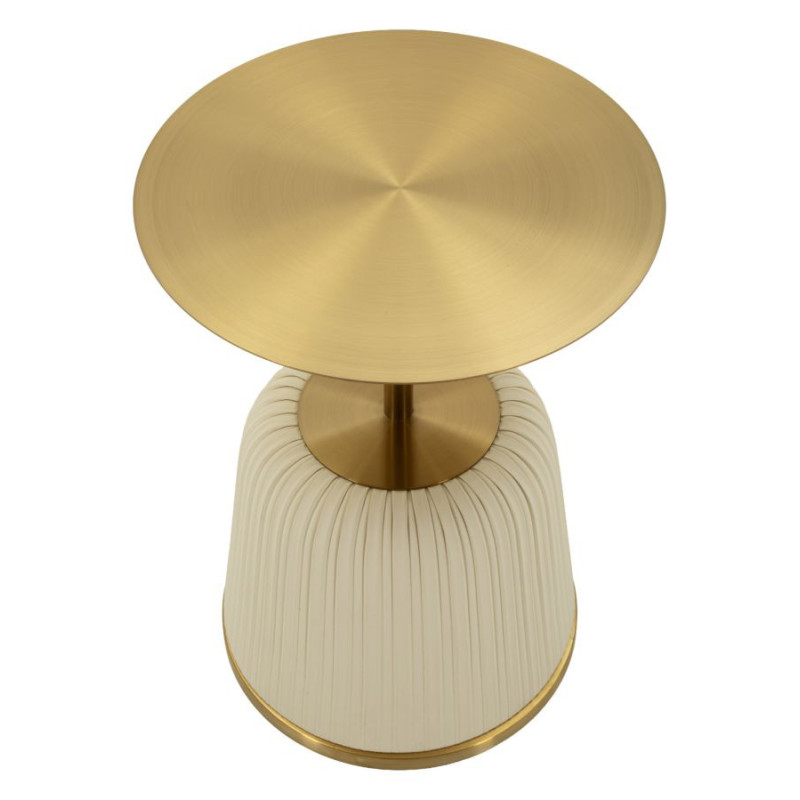 Table d'appoint design chic Ronde 40 cm Métal Doré Polyuréthane Blanc Egle 
