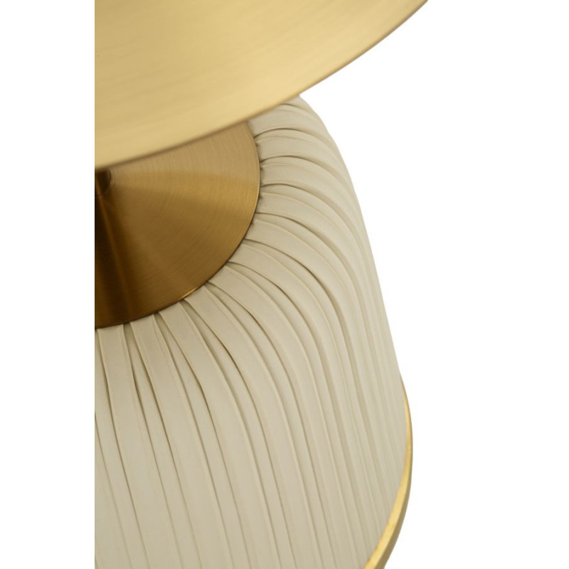 Table d'appoint design chic Ronde 40 cm Métal Doré Polyuréthane Blanc Egle 