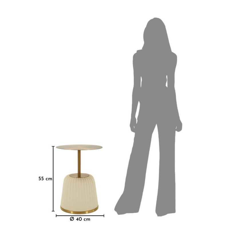 Table d'appoint design chic Ronde 40 cm Métal Doré Polyuréthane Blanc Egle 
