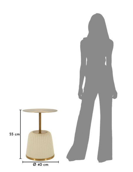 Table d'appoint design chic Ronde 40 cm Métal Doré Polyuréthane Blanc Egle 