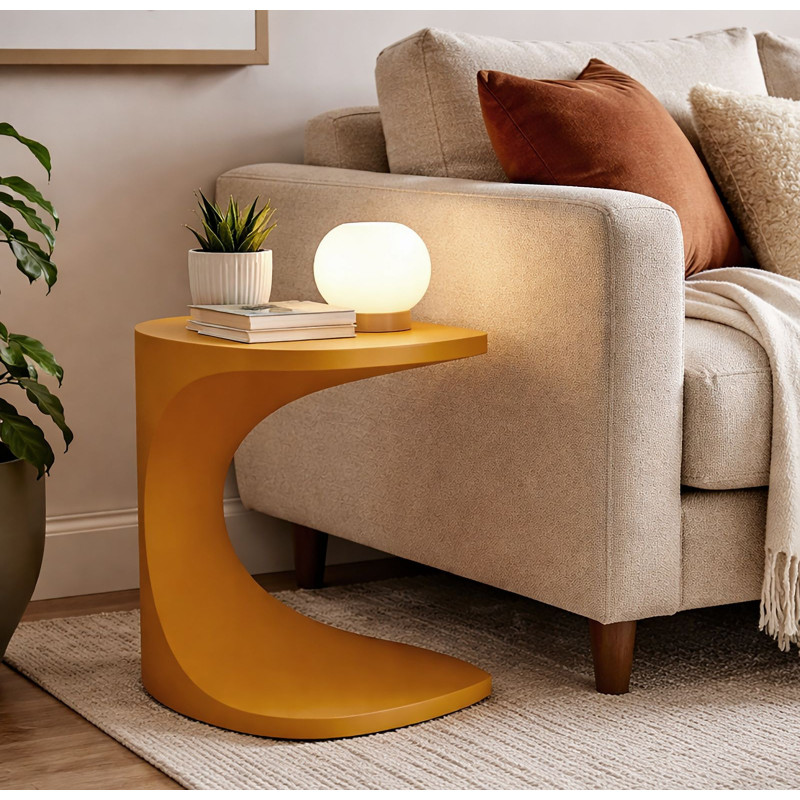 Bout de canapé design Carré 42 cm Plastique Jaune moutarde Ibiza 