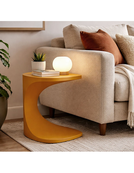 Bout de canapé design Carré 42 cm Plastique Jaune moutarde Ibiza 