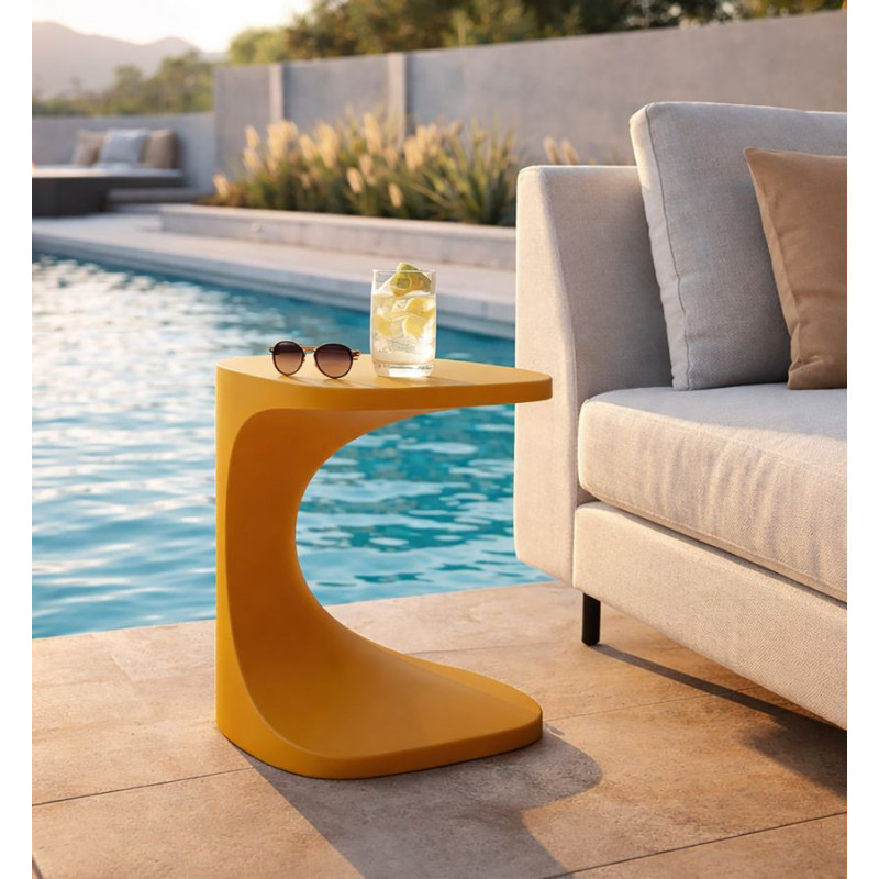 Bout de canapé design Carré 42 cm Plastique Jaune moutarde Ibiza 