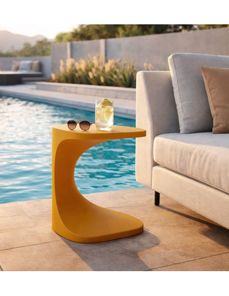 Bout de canapé design Carré 42 cm Plastique Jaune moutarde Ibiza 