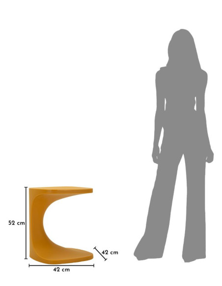 Bout de canapé design Carré 42 cm Plastique Jaune moutarde Ibiza 