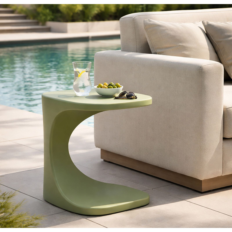 Bout de canapé design Carré 42 cm Plastique Vert Ibiza 