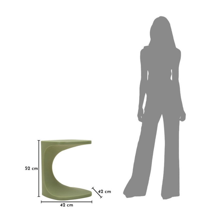 Bout de canapé design Carré 42 cm Plastique Vert Ibiza 