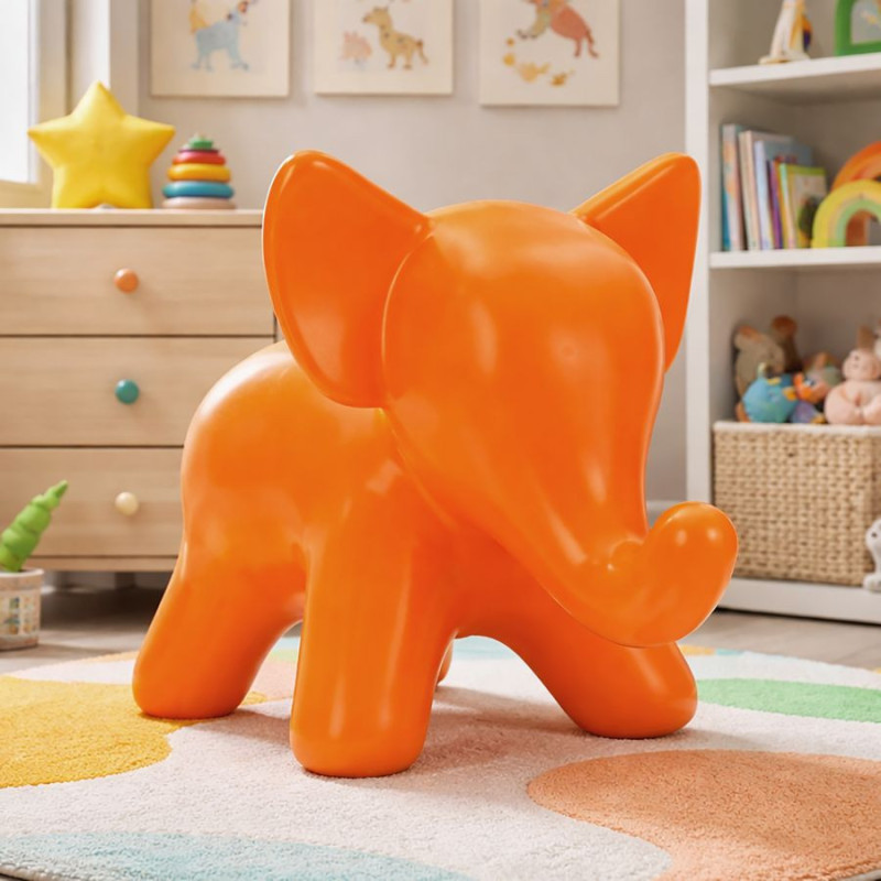 Tabouret design pour enfant Éléphant Plastique Orange Ele 