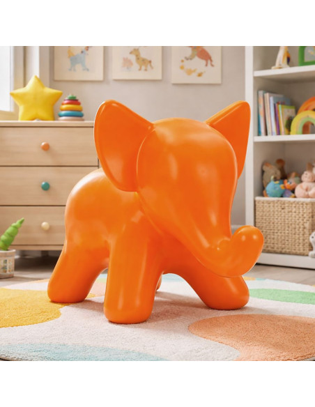 Tabouret design pour enfant Éléphant Plastique Orange Ele 