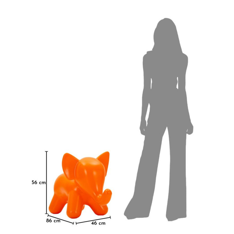 Tabouret design pour enfant Éléphant Plastique Orange Ele 