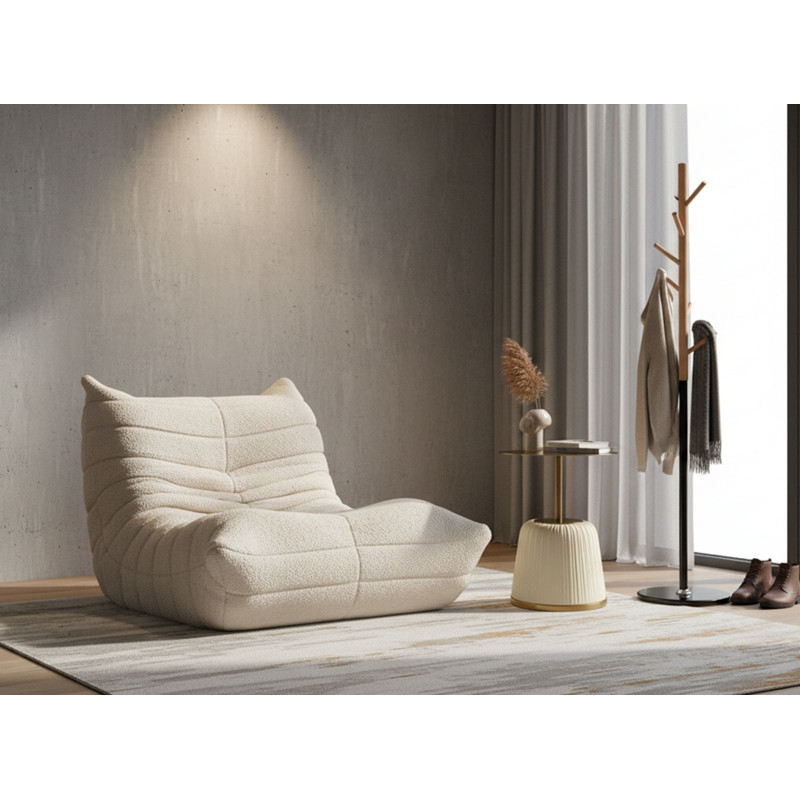 Fauteuil design bouclette Tissu Blanc Bouclé Éponge Mask 