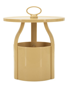 Table d'appoint design avec poignée & rangement Ronde 44 cm Plastique Blanc crème Iris 