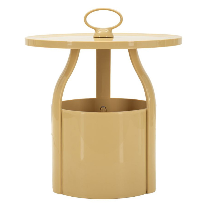 Table d'appoint design avec poignée & rangement Ronde 44 cm Plastique Blanc crème Iris 