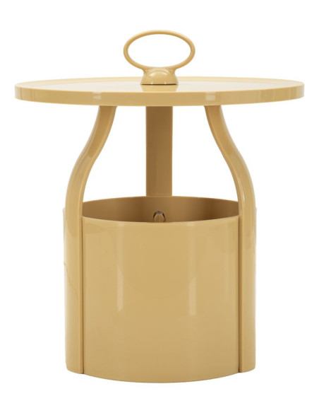 Table d'appoint design avec poignée & rangement Ronde 44 cm Plastique Blanc crème Iris 
