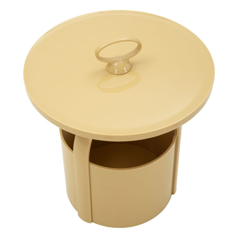 Table d'appoint design avec poignée & rangement Ronde 44 cm Plastique Blanc crème Iris 