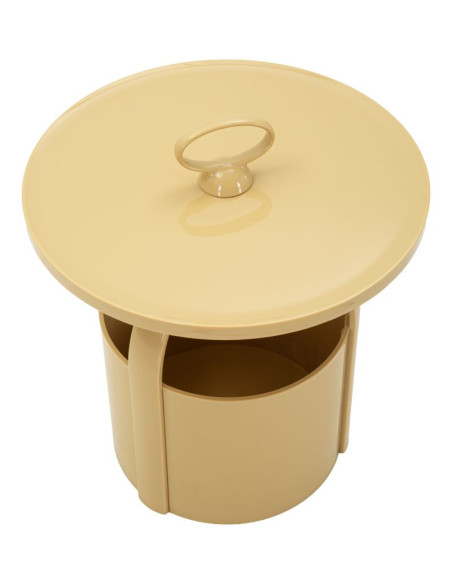 Table d'appoint design avec poignée & rangement Ronde 44 cm Plastique Blanc crème Iris 