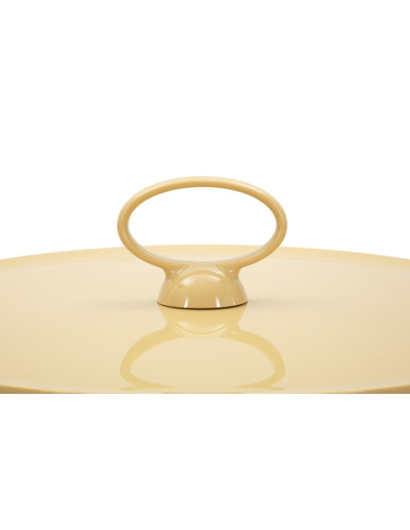 Table d'appoint design avec poignée & rangement Ronde 44 cm Plastique Blanc crème Iris 