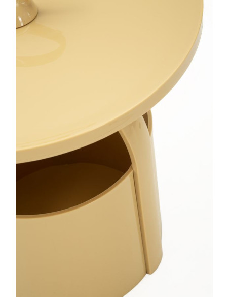Table d'appoint design avec poignée & rangement Ronde 44 cm Plastique Blanc crème Iris 
