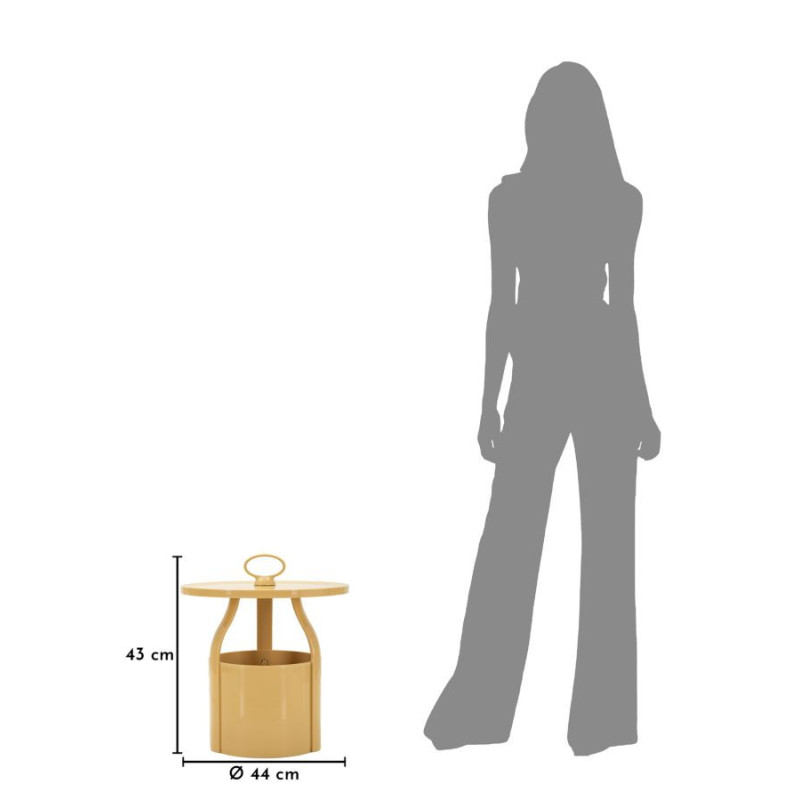 Table d'appoint design avec poignée & rangement Ronde 44 cm Plastique Blanc crème Iris 