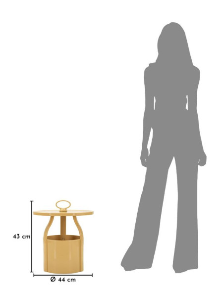 Table d'appoint design avec poignée & rangement Ronde 44 cm Plastique Blanc crème Iris 