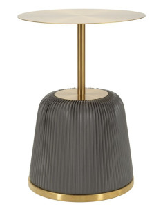 Table d'appoint design chic Ronde 40 cm Métal Doré Polyuréthane Gris Egle 