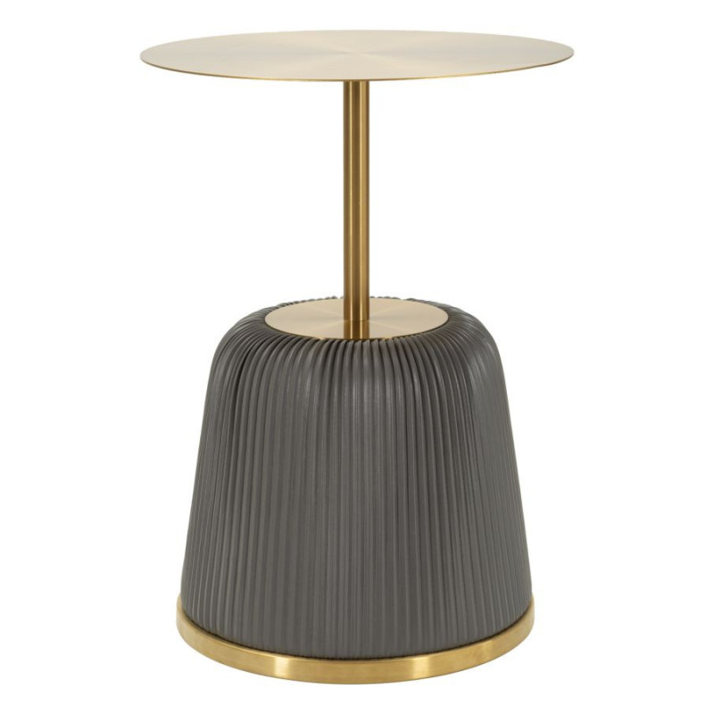 Table d'appoint design chic Ronde 40 cm Métal Doré Polyuréthane Gris Egle 
