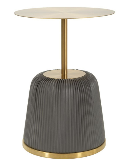 Table d'appoint design chic Ronde 40 cm Métal Doré Polyuréthane Gris Egle 