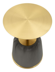 Table d'appoint design chic Ronde 40 cm Métal Doré Polyuréthane Gris Egle 