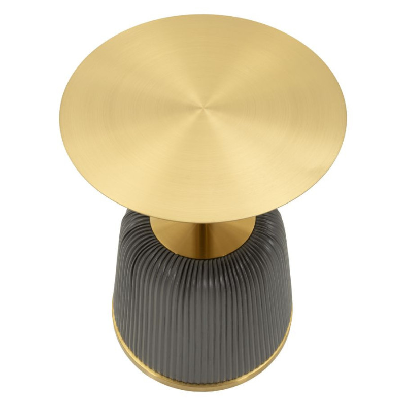 Table d'appoint design chic Ronde 40 cm Métal Doré Polyuréthane Gris Egle 