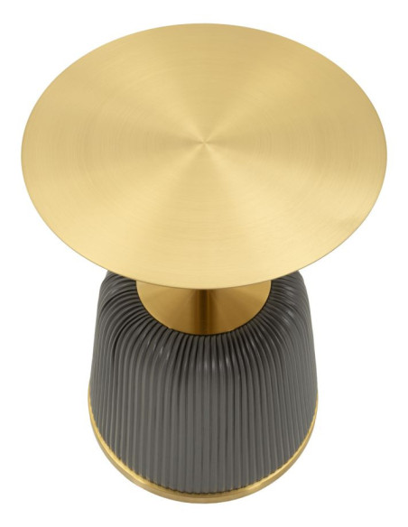 Table d'appoint design chic Ronde 40 cm Métal Doré Polyuréthane Gris Egle 
