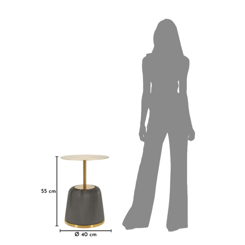 Table d'appoint design chic Ronde 40 cm Métal Doré Polyuréthane Gris Egle 